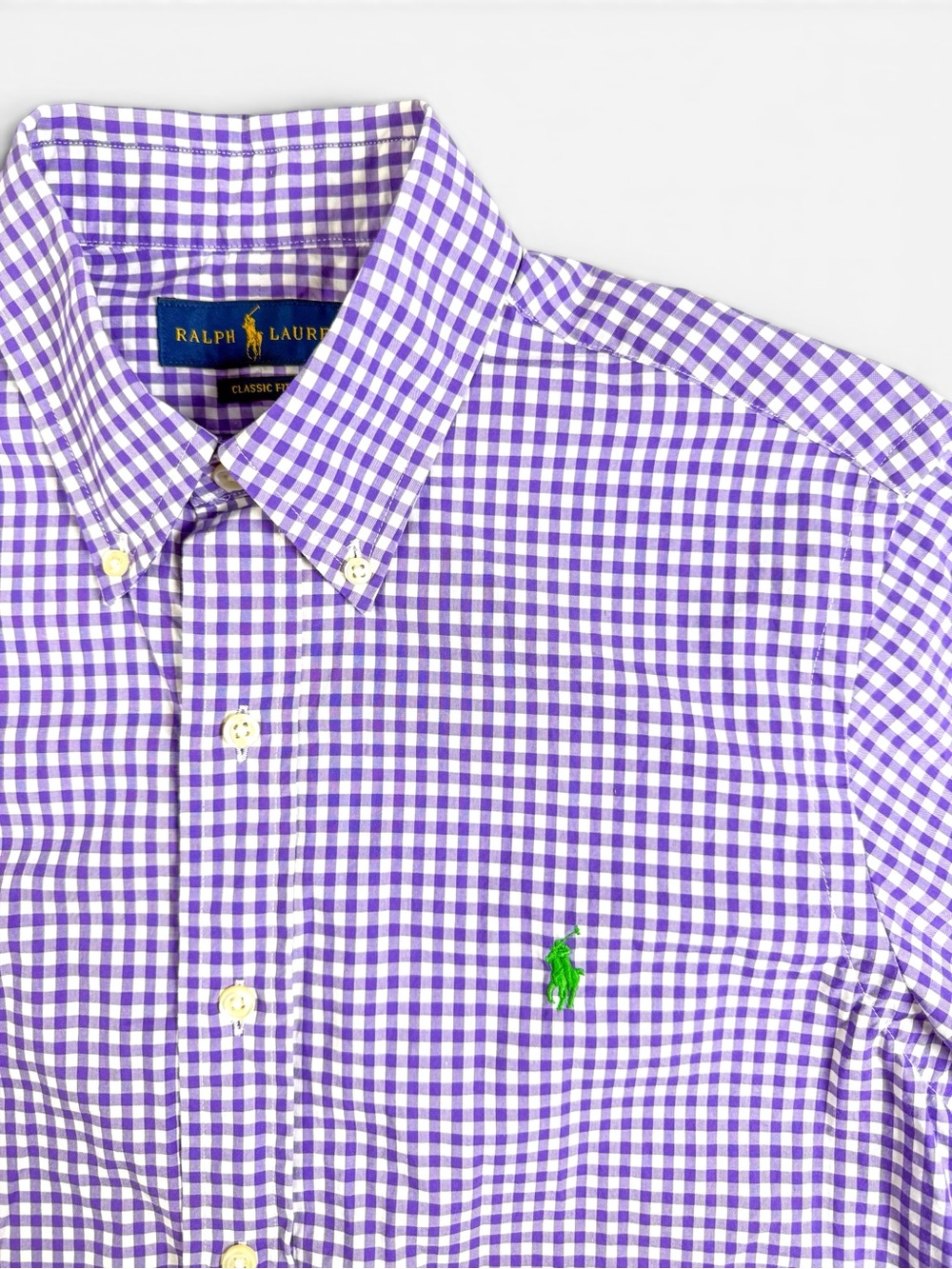 Ralph Lauren Purple Gingham Button Down Shirt Classic Fit Small